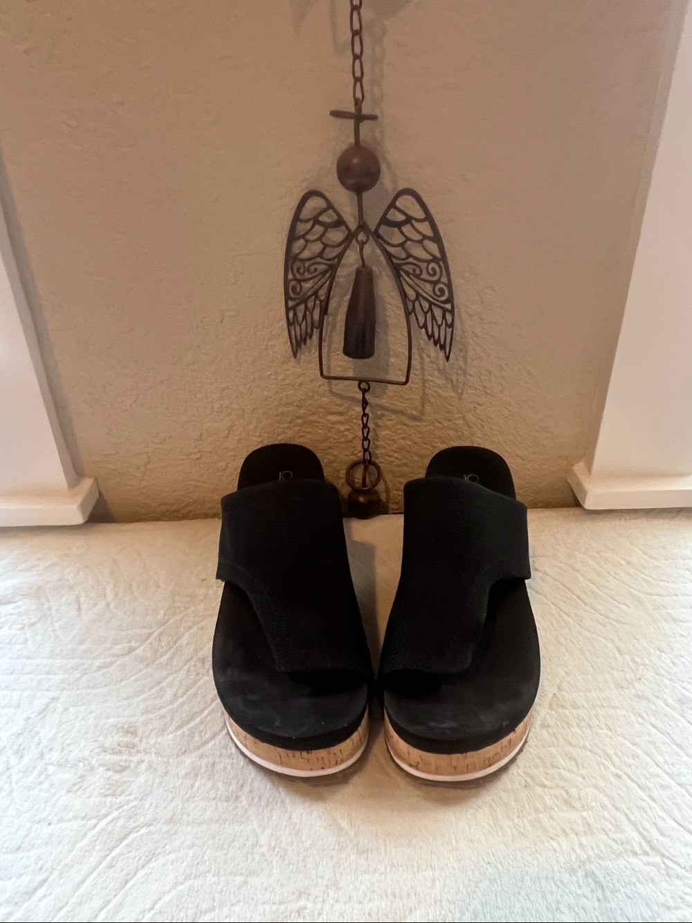 Corkys Black Platform Slide Sandals